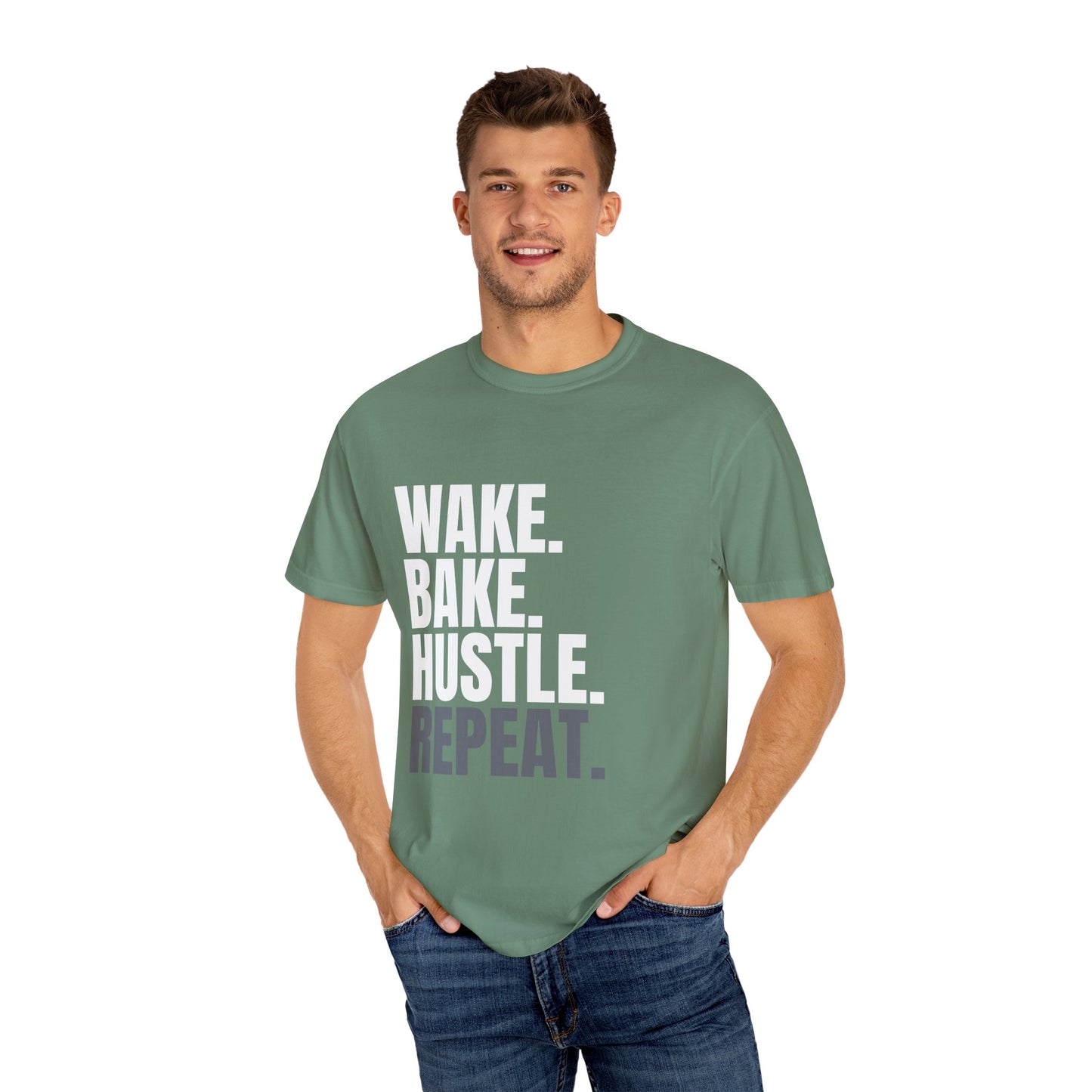 WAKE. BAKE. HUSTLE. REPEAT. – The Daily Ritual Tee